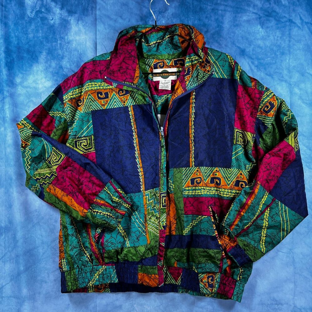 Vintage Out Brook Windbreaker Jacket Men’s M Unisex 80s 90s Abstract Print
